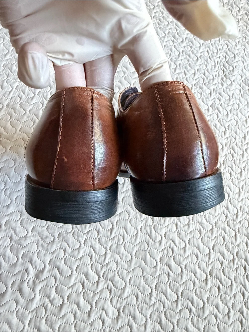 Vintage Foundry Co Brown Leather & Herringbone Fabric Wingtip Oxford Size 10.5